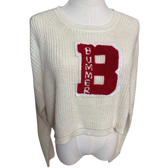 UNIF White Red Jumper Cheerleading Sweater Circa 2014 Size Small Long Sleeves - Picture 3 of 10